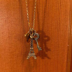 RARE Vintage Juicy Couture Gold Pave Eiffel Tower Pendant Necklace!